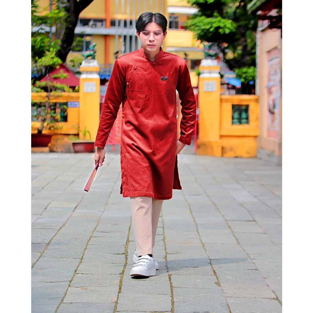 Áo dài nam cách tân màu Nâu phong cách hoài cổ