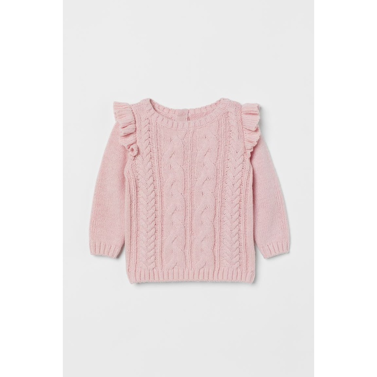 Áo len hồng cánh tiên vặn thừng HM H&M_hàng chính hãng authentic