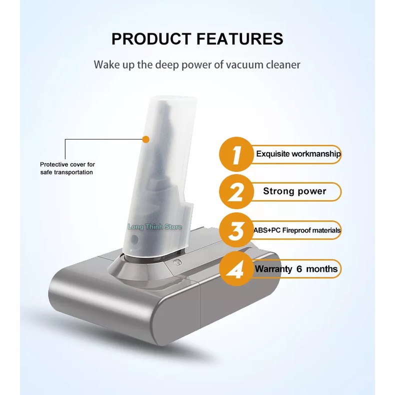 BH 6 Tháng - Pin thay thế máy hút bụi DYSON V7 SV11 chất lượng cao