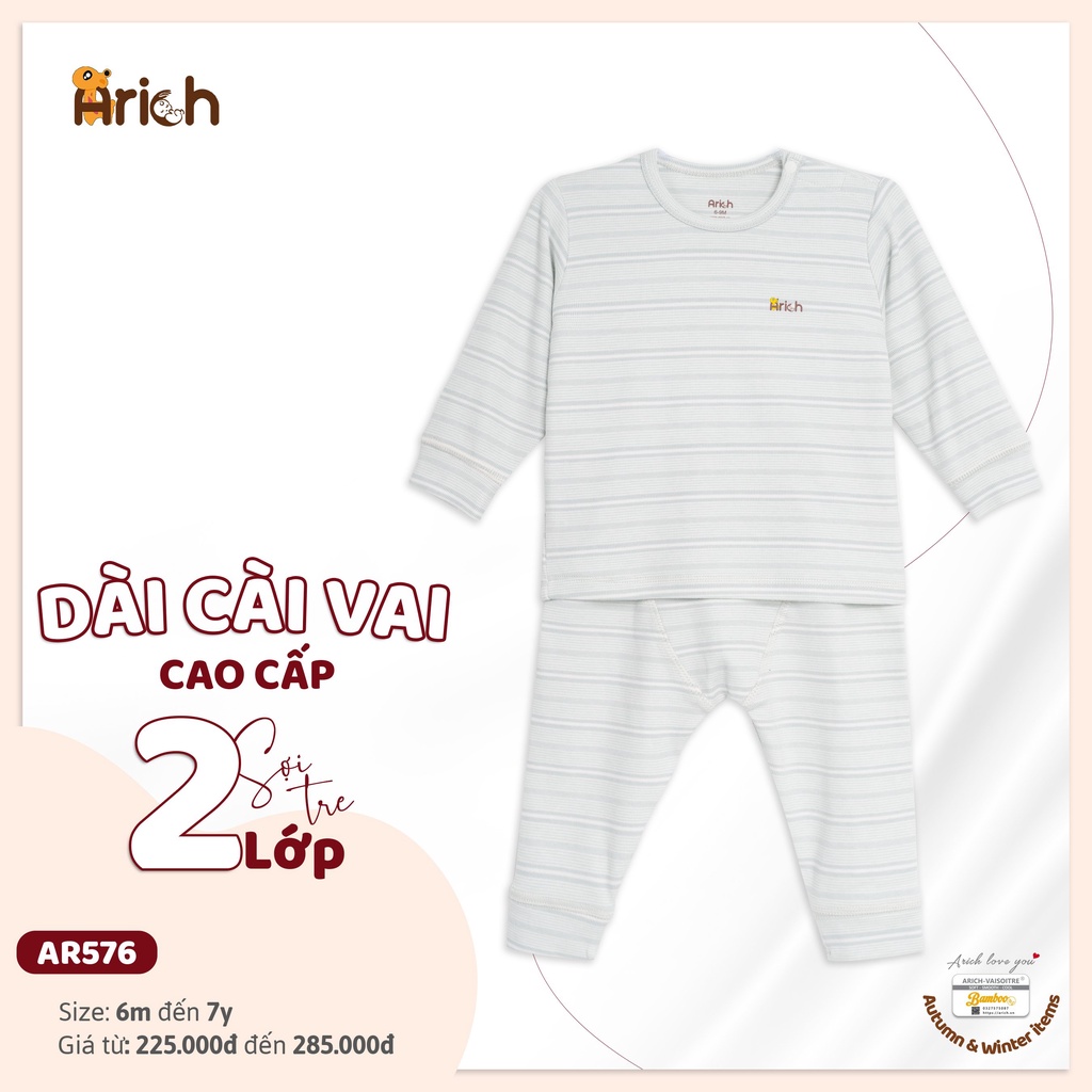 Bộ dài cái vai thu đông sợi tre pettit cho bé từ 6 tháng đến 7 tuổi