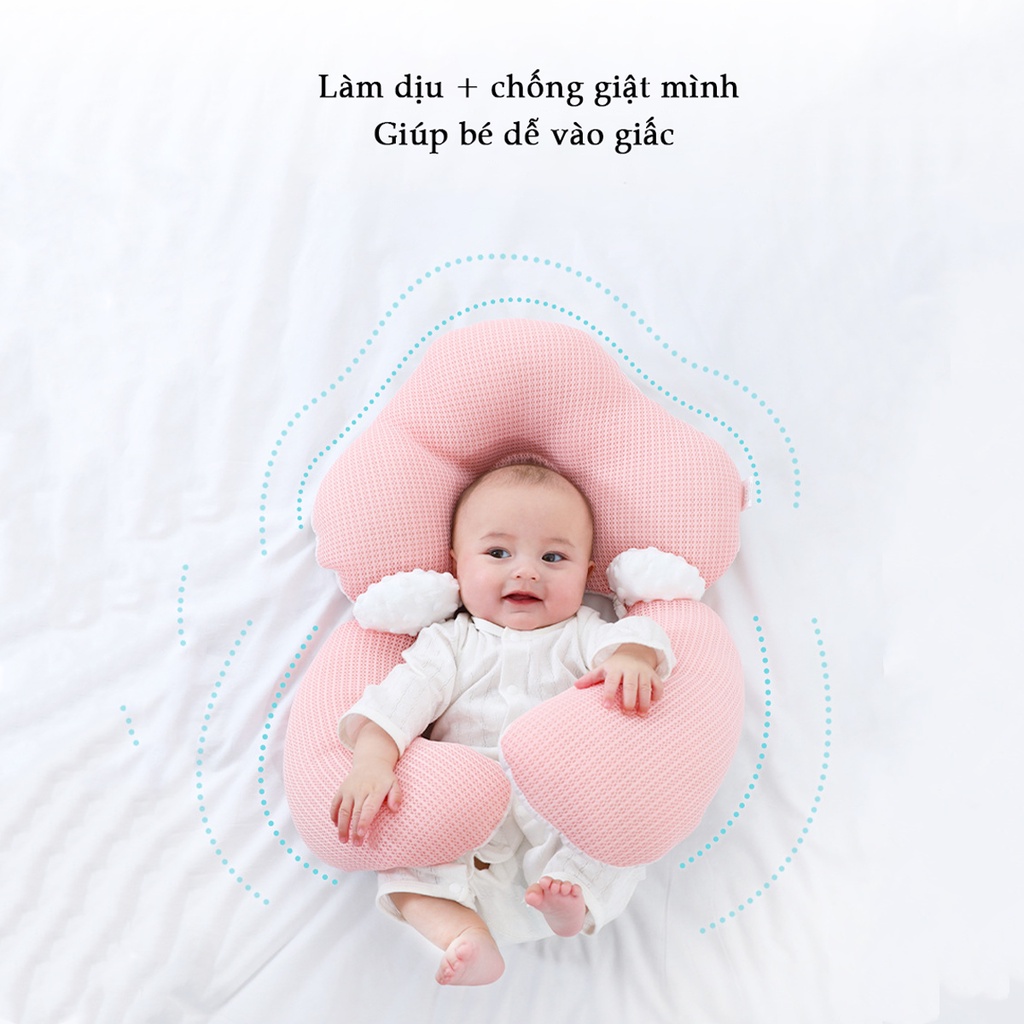 Gối Chữ U Cho Bé Sơ Sinh - Cố Định Trẻ, Ôm Chặn, Chống Giật Mình, Chống Méo Đầu, Đa Năng, Kê Cổ Lưng, Có Thể Tháo Rời M3