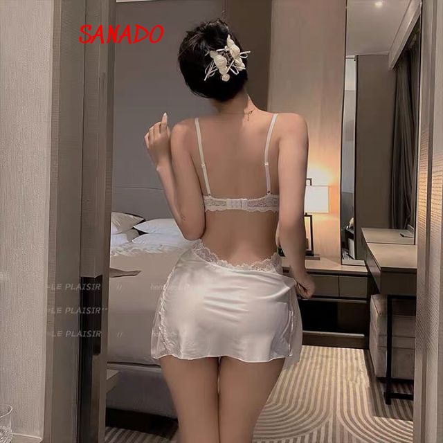 (V28) Váy ngủ sexy có gọng mút vải lụa phối ren hàng quảng châu cao cấp - Sanado | BigBuy360 - bigbuy360.vn