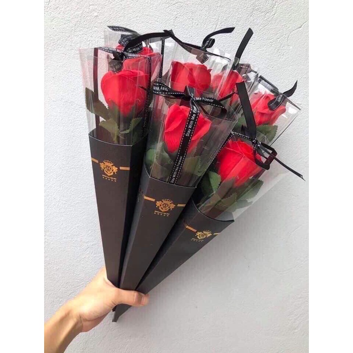 Bó hoa sáp 1 hoa, hộp hoa mica 1 hoa tặng thầy cô giáo 20-11, tặng mẹ, tặng người thân ngày lễ 20-10, 8-3