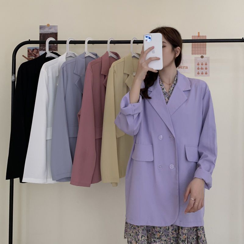 blazer nữ bigsize dày áo khoác hàn quốc Áo Khoác Vest Mỏng Màu Tím Thời Trang Mùa Xuân Mới 2022 Cho Nữ