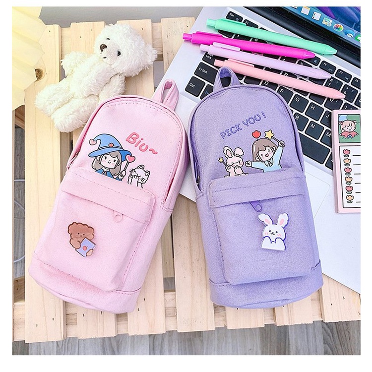 Hộp Bút Vải Nhiều Ngăn Dễ Thương Có Khóa Kéo