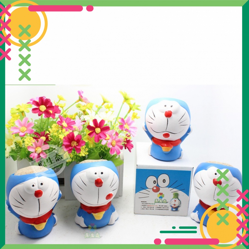 Hạt Giống, Đất Và Chậu Cây Hình Doraemon Tự Trồng Dùng Trang Trí Chống Bức Xạ, Dùng Làm Quà Tặng