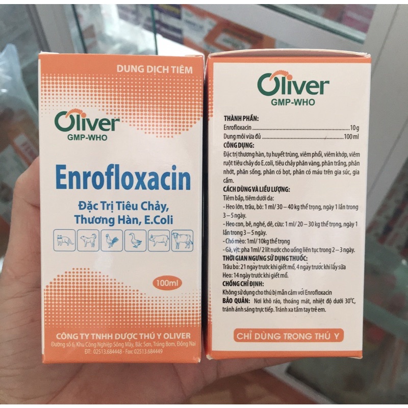 Enrofloxacin 10% 100ml- tiêu chảy, thương hàn, Ecoli,...