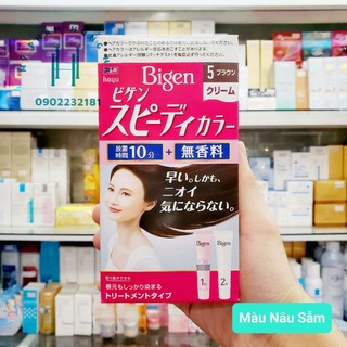 Thuốc nhuộm tóc Bigen, Speedy Color Cream, số 5, màu nâu sẫm, nhập khẩu Nhật