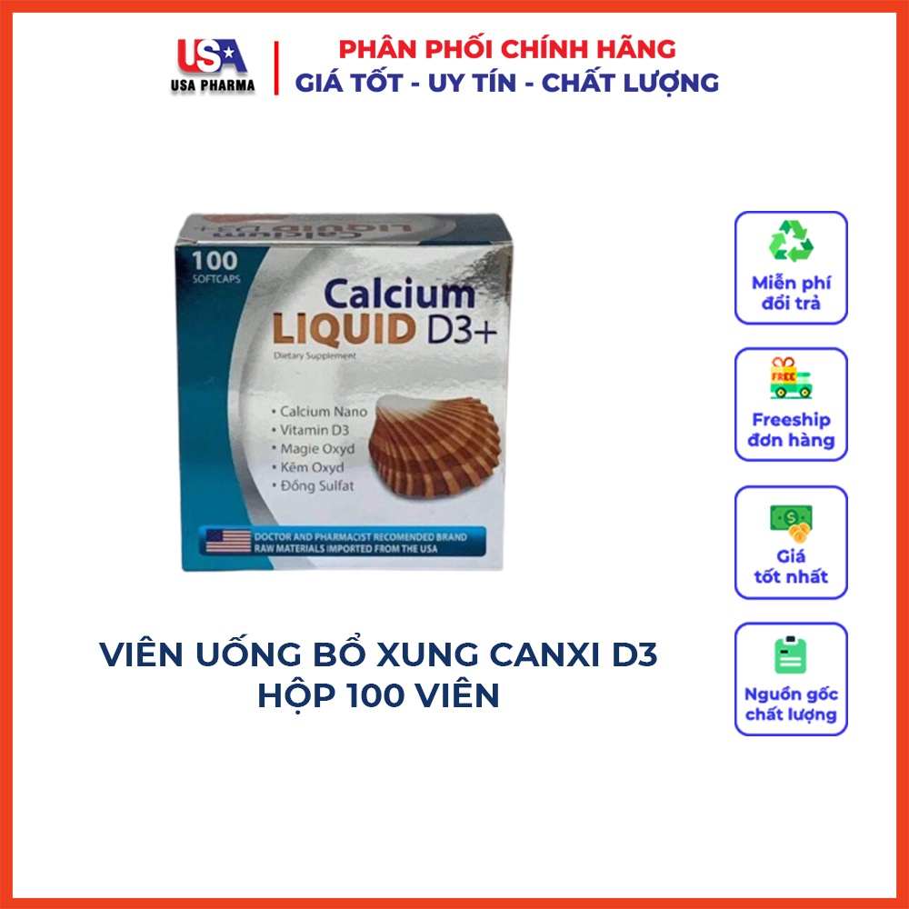Liquid Calcium D3 Bổ sung canxi Chống Còi Xương, Loãng Xương, Kém phát triển,ngăn ngừa thoái hóa | USA Pharma