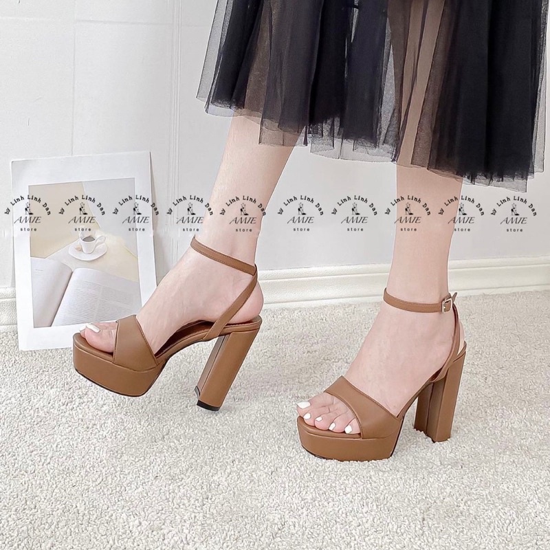 Giày Cao Gót Sandal Đế Đúp Trơn 11p