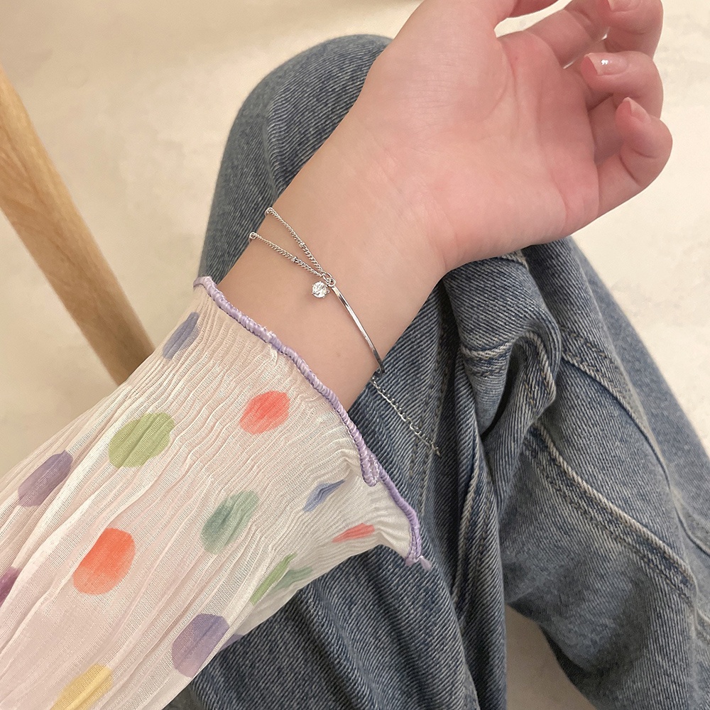 Vòng Tay Mạ Bạc 925 Đính Đá Zircon Đơn Giản Thanh Lịch Thời Trang Cho Nữ