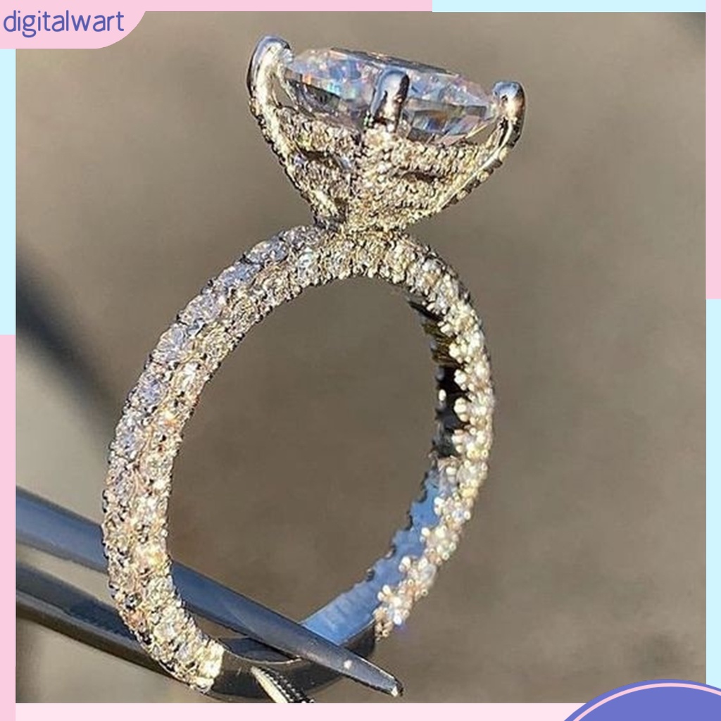 |Đào| Nhẫn Đính Đá Zircon Hình Vuông Lớn Thời Trang Cho Nữ