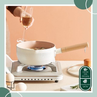 Chảo Đá Chống Dính Bếp Từ Homelife Dẫn Nhiệt Nhanh Hạn Chế Dầu Mỡ Có Tay Cầm Gỗ Dài 18cm