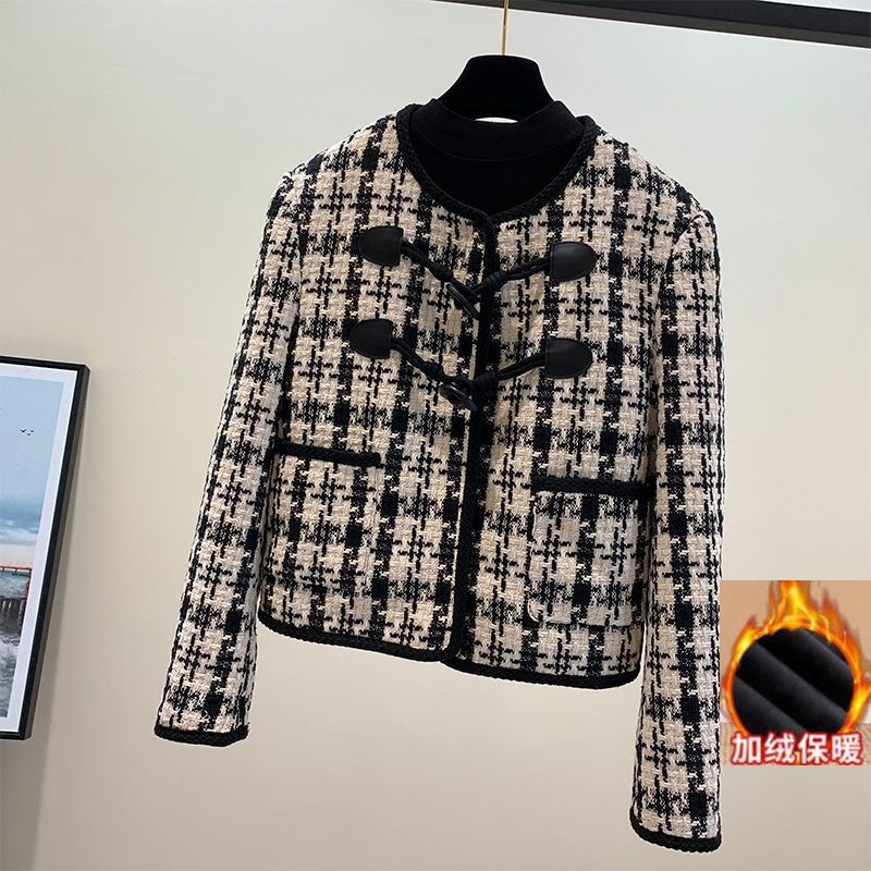 Áo dạ tweed nữ áo dạ tweed Áo Khoác Len Lông Cừu Dày Ngắn Phong Cách Xiaoxiang Thời Trang Thu Đông Hàng Mới 2022