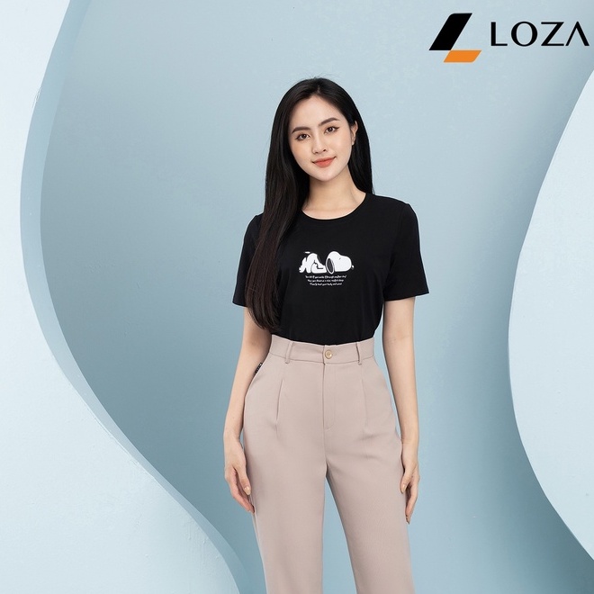 Áo phông nữ in hình Chú chó chất liệu Cotton Compact form vừa LOZA - PT602100