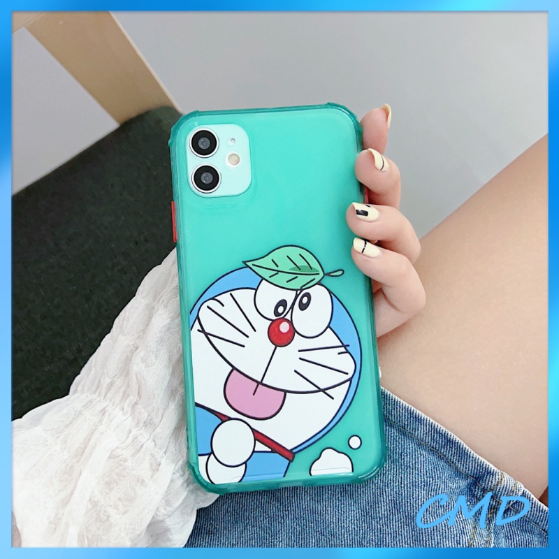 Ốp Điện Thoại Lá cây Đáng yêu Nhả lưỡi Doraemon Silicon Trong Suốt Cho Iphone 6 / 6S / 6splus / se / 7 / 7plus / 8 / 8plus / X / xs / xsmax / 11 / 12 / 13 / 14 / Plus / Pro / Pro Max-809