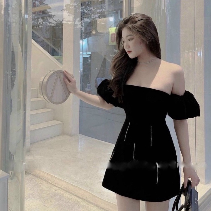 Đầm trễ vai đính cườm đầm nhung sang chảnh cho nàng đi chơi dự tiệc cực sang chảnh đầm váy nữ