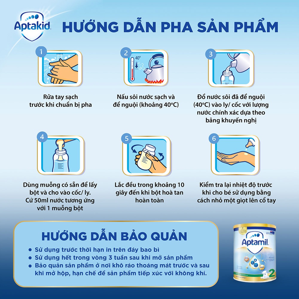 Thực phẩm bổ sung Aptamil 2 Toddler Formula cho bé từ 12-24 tháng 900g