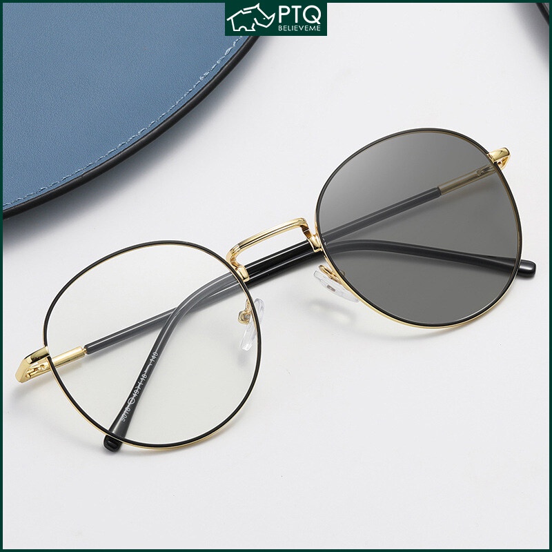 Kính Mát Gọng Kim Loại Chống Bức Xạ Màu Sắc Tươi Sáng Phong Cách Retro Cho Nam Và Nữ