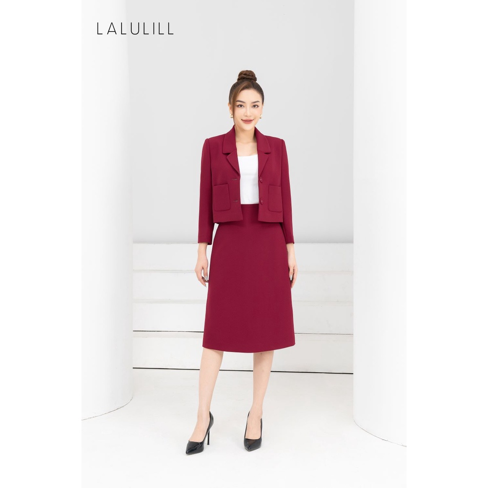 Áo vest dáng suông lửng LALULILL hai lớp chất liệu vải tuýt xi cao cấp màu đỏ đô LAV2275304