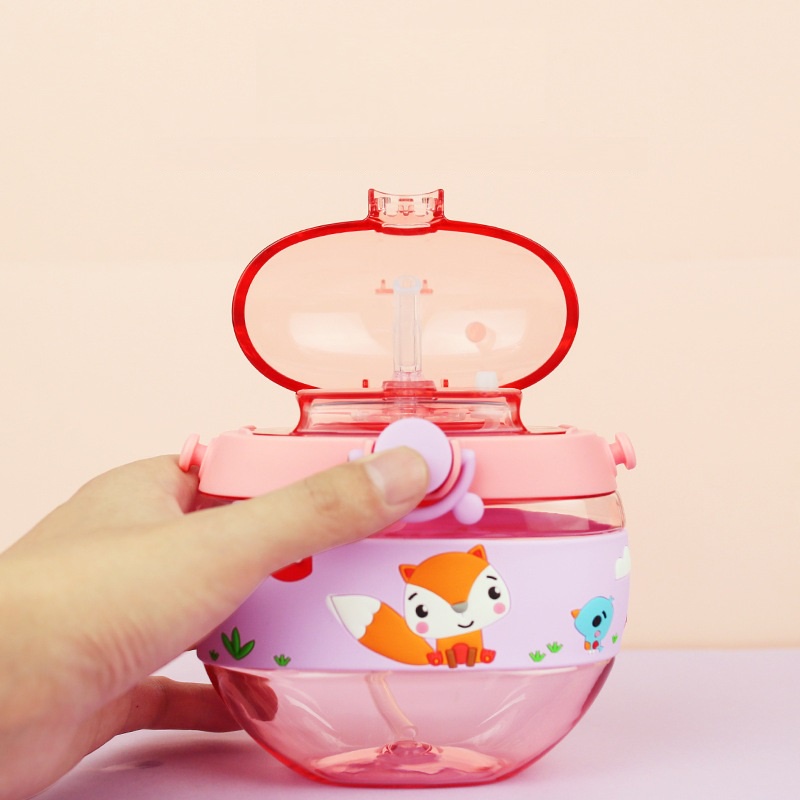 [Hàng Sẵn] Bình Nước DISNEY chính hãng Hồ Ly Nhỏ, Cáo Hồng, Bình nước đi học kèm ống hút cho bé gái, hình Donut đáng yêu