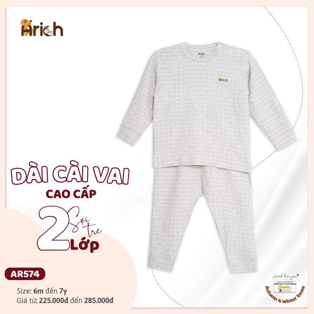 Bộ dài cái vai thu đông sợi tre pettit cho bé từ 6 tháng đến 7 tuổi