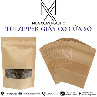 Túi zip giấy Kraft có cửa sổ hàng đẹp (cửa sổ tràn)