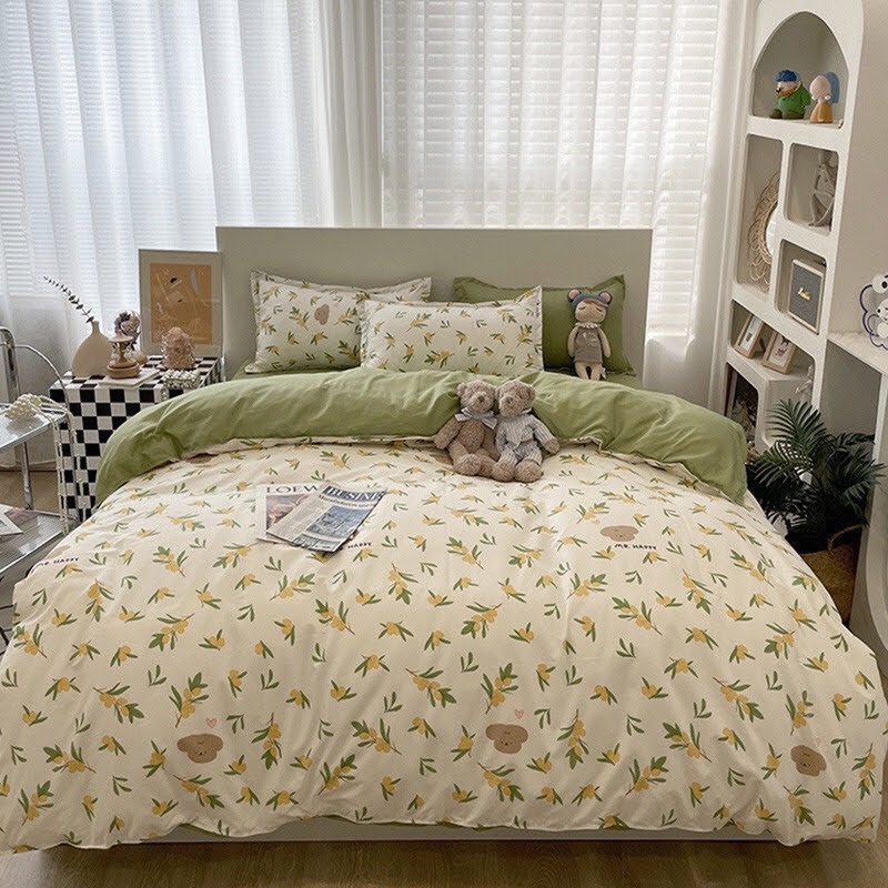Set chăn ga cotton poly 4 món dâu