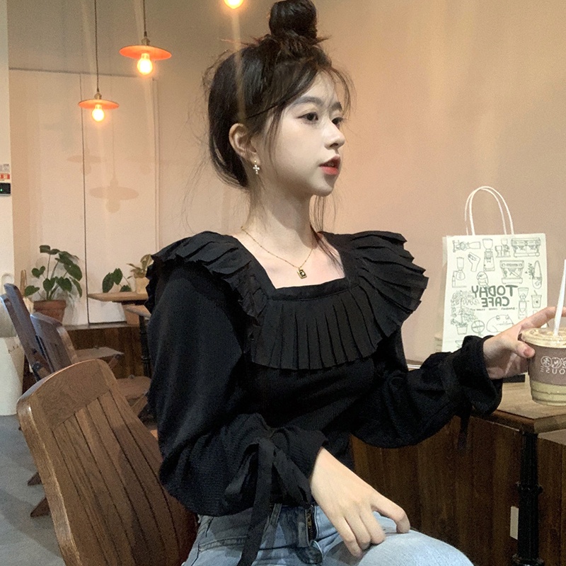 IELGY IELGY Áo Mỏng Thiết Kế Bèo Nhún Cho Nữ