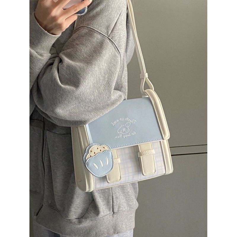 Túi Đeo Vai Họa Tiết Sọc Caro Phong Cách Preppy Hợp Thời Trang