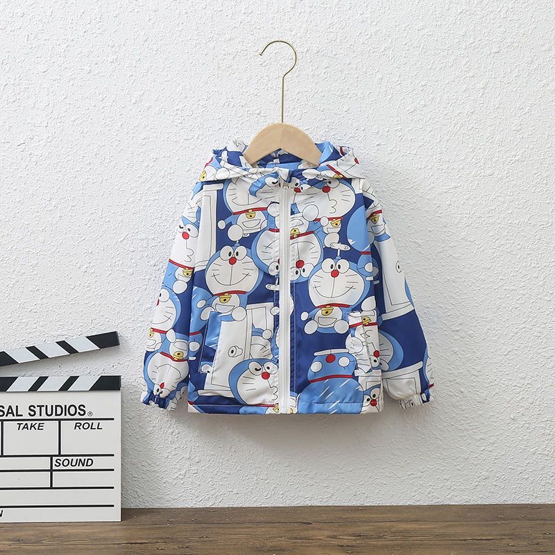 Áo khoác Doraemon xanh có lót lông cho bé trai & bé gái (N01275)