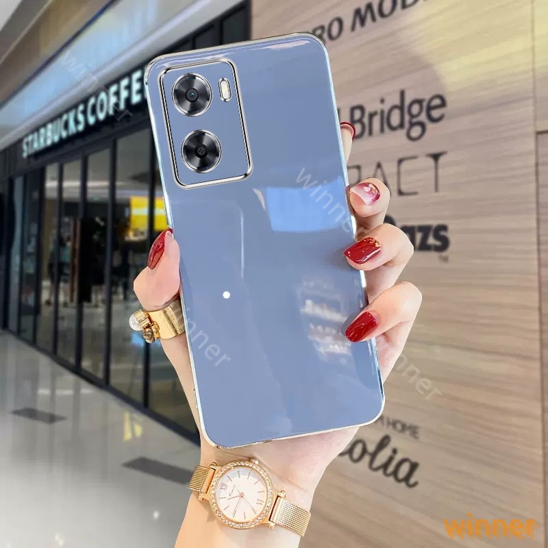 Màu đặc Ốp Lưng OPPO A77S A57 2022 A15 A16 A15S A16K A17 A5 2022 A9 2022 Ốp Điện Thoại Mềm Mạ Điện Màu Trơn Chống Rơi Vỡ 1ZB Cho