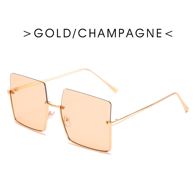 Kính Mát Gọng Vuông Lớn Nửa Gọng Kim Loại Nhiều Màu Trong Suốt Phong Cách Retro Thời Trang Cho Nam Nữ