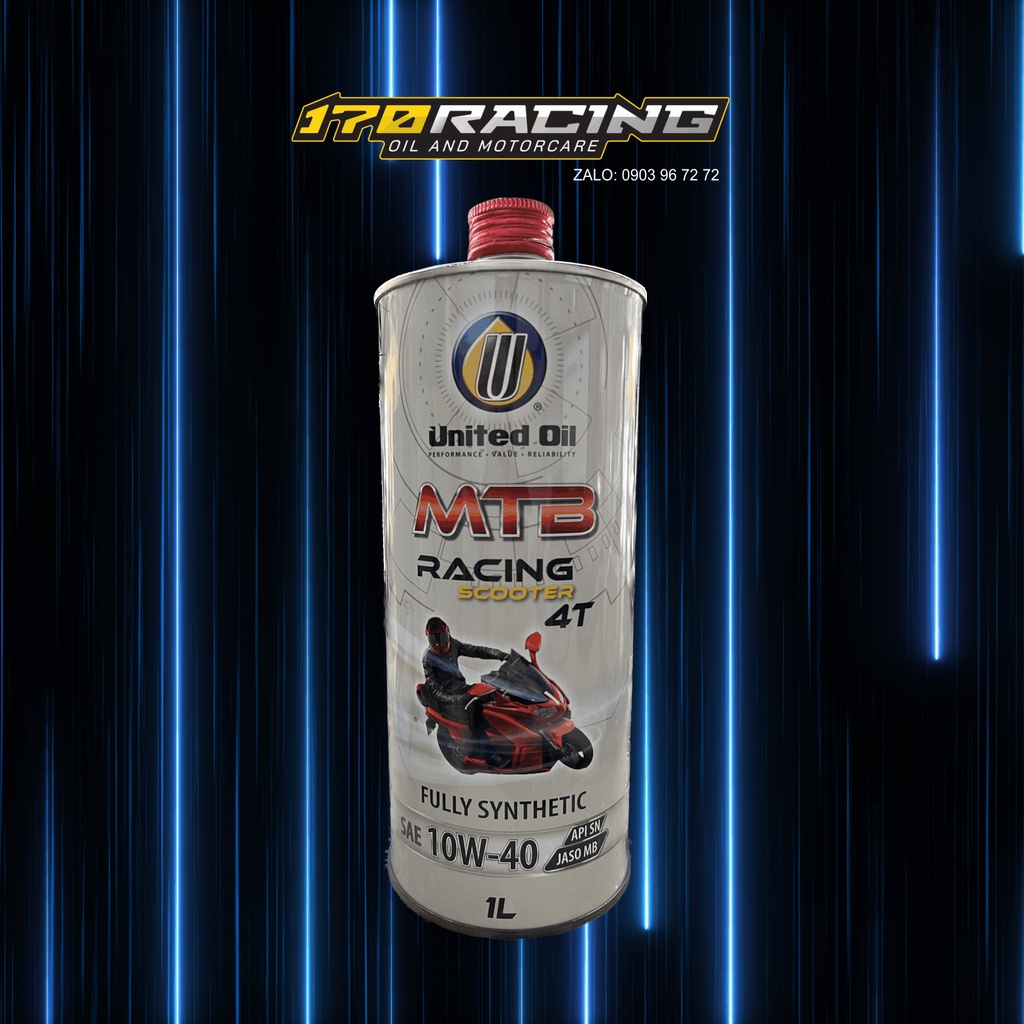 Nhớt Xe Tay Ga UNITED OIL MTB RACING SCOOTER 4T FULLY SYNTHETIC SAE 10W40 Dung Tích 1000 ML