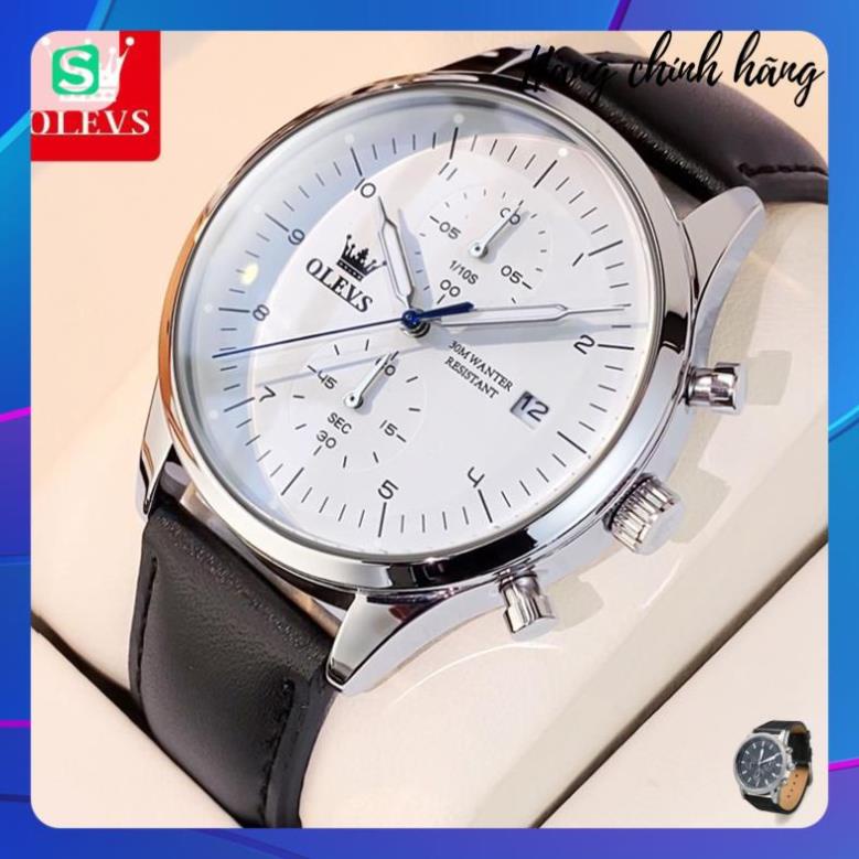 OLEVS 2880 Đồng hồ nam chính hãng Dây da có chức năng Lịch chống nước phát sáng Mặt số