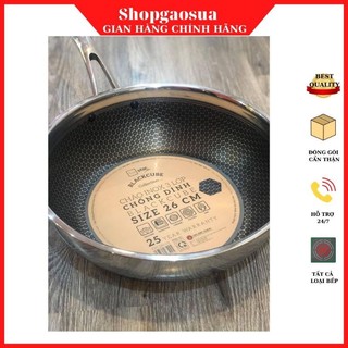 Chảo Sâu Lòng chảo chống dính tổ ong Blackcube Fivestar Inox 3 Lớp tinh tế sang trọng size 28cm bảo hành 25 năm