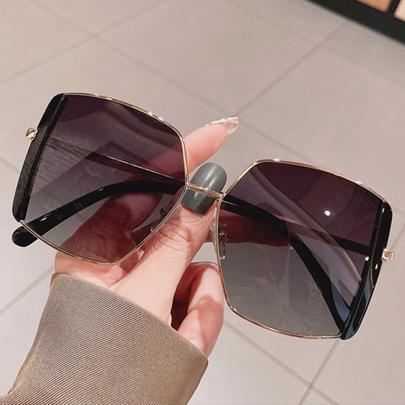 Kính Mát Gọng Vuông Kim Loại Chống Tia UV Thời Trang Cho Nữ