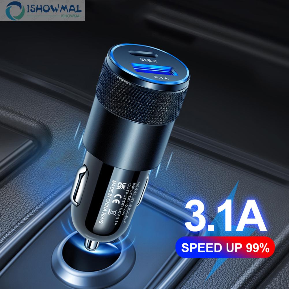 Bộ Sạc Điện Thoại Nhanh 66W USB 3.0 Type C Cho Xe Hơi