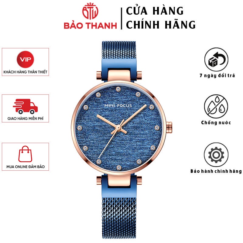 Đồng Hồ Nữ MINI FOCUS MF21-4 Chính Hãng Full Box Chống Nước 30m Kính Mineral Dây Thép Thời Trang Giá Rẻ (Máy Pin)