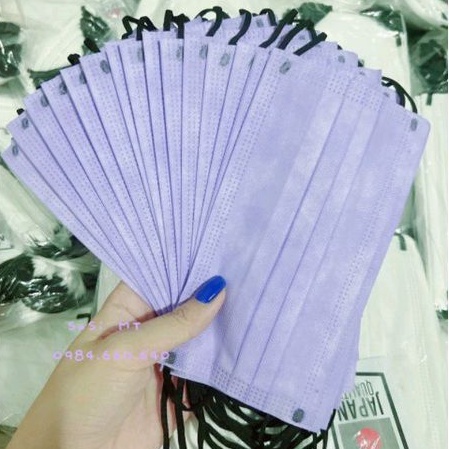 Túi 10 cái Khẩu Trang Thái Tím Nhạt Quai Đen Cá Tính