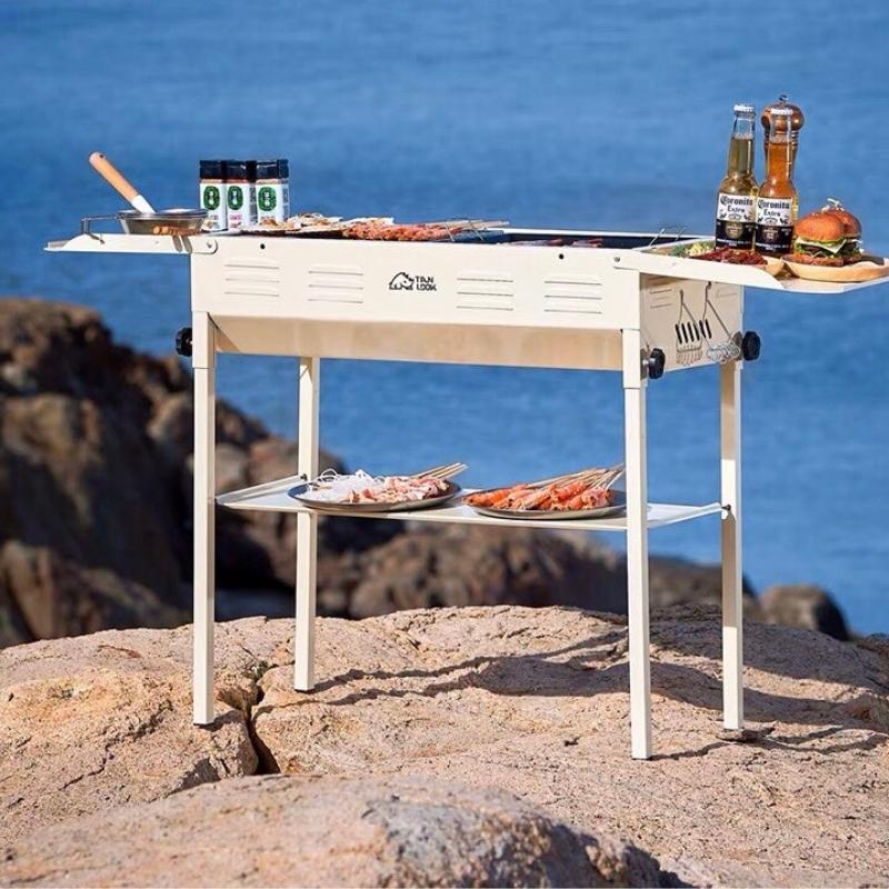 Bếp nướng than hoa ngoài trời không khói BBQ hợp kim cao cấp chống dỉ, Bếp nướng dã ngoại gấp gọn tiện lợi