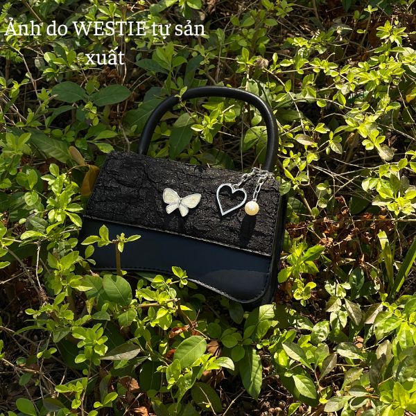 Túi Xách Mini Dây Xích Phối Nắp Da Lộn Kèm Họa Tiết WESTIE - A145.TXN