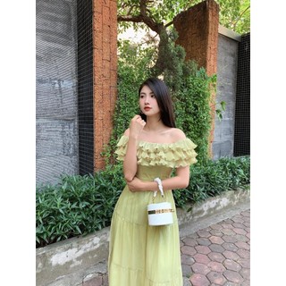 E06- Đầm Voan Xanh Dài