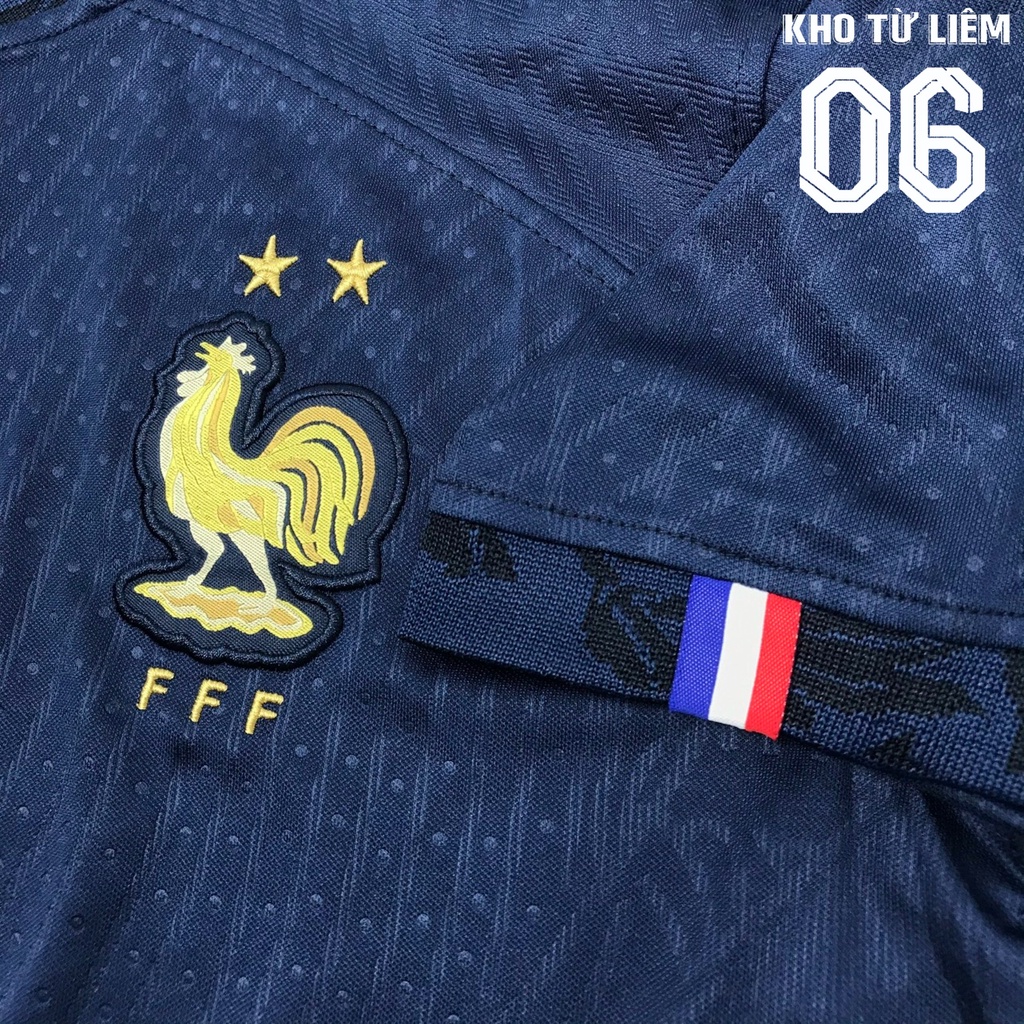 Đồ đá banh - bộ quần áo đá bóng nam ngắn tay đội tuyển Pháp Vải Fex Thái Cao Cấp