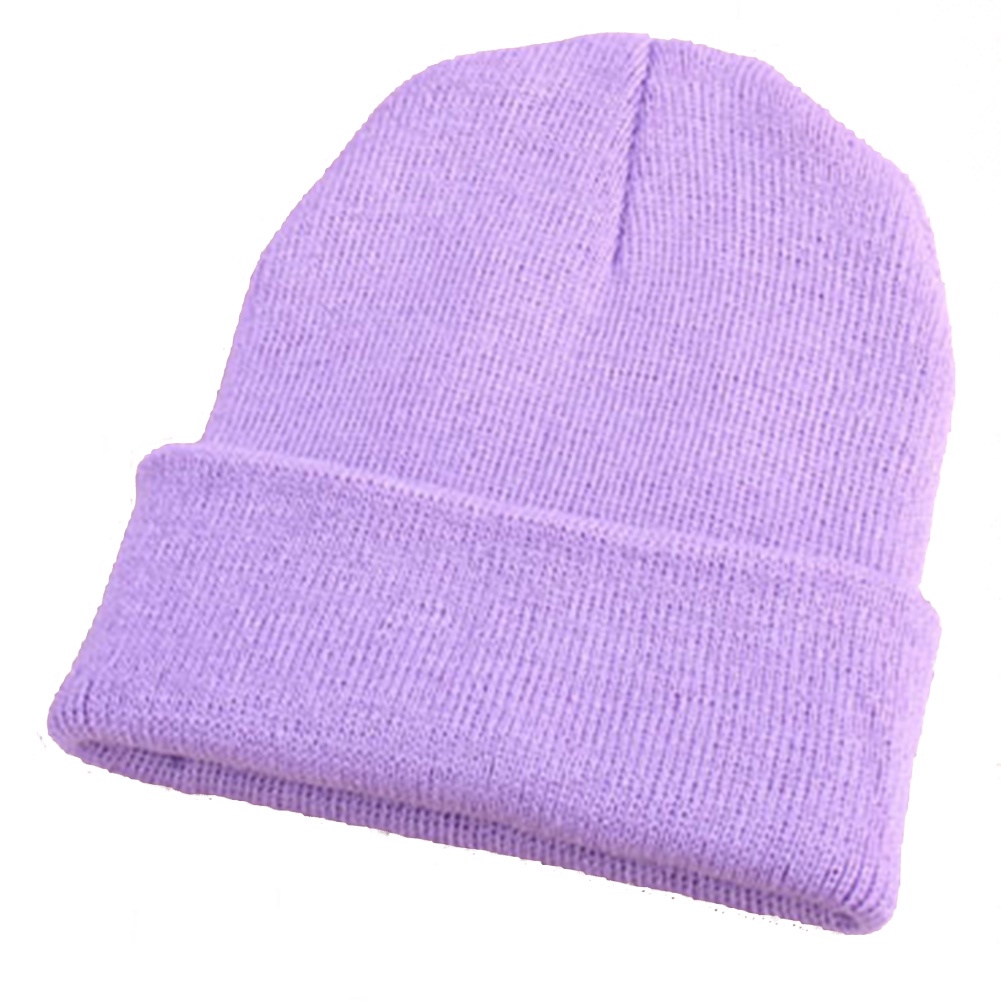 Mũ Beanie Dệt Kim Unisex Mềm Mại Co Giãn Màu Trơn Giữ Ấm Mùa Đông