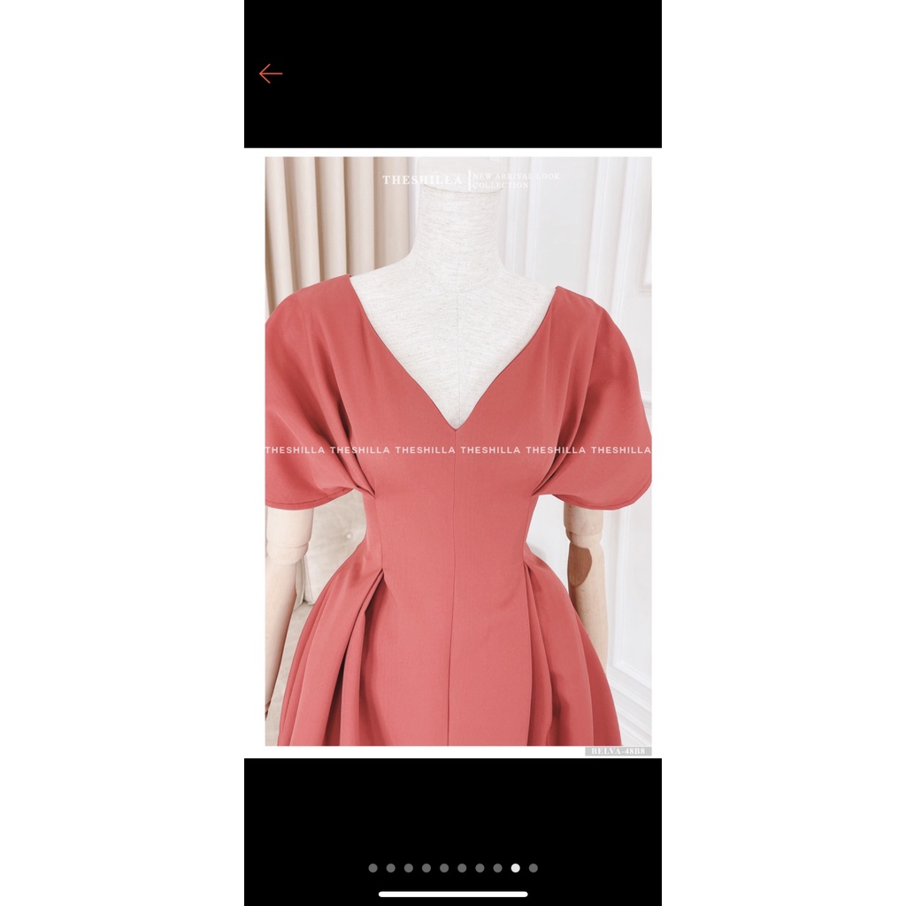 Váy thiết kế cao cấp màu hồng cánh dơi fom xoè The Shilla - Belva-48B8 size M