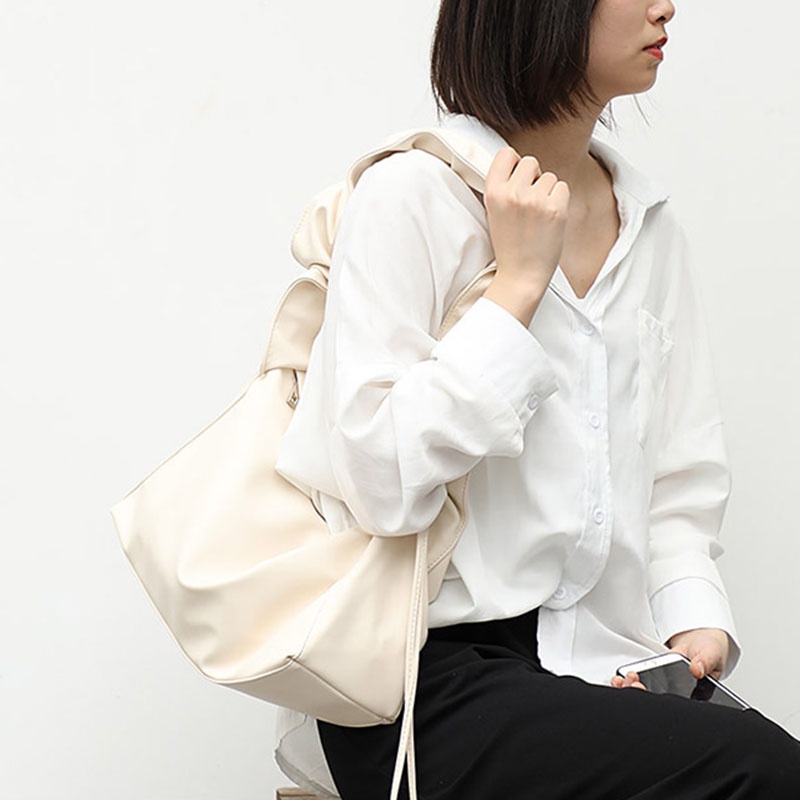 Túi Đeo Vai Bằng Da Mềm Màu Trơn Đơn Giản Thời Trang Phong Cách Hàn Quốc Cho Nữ