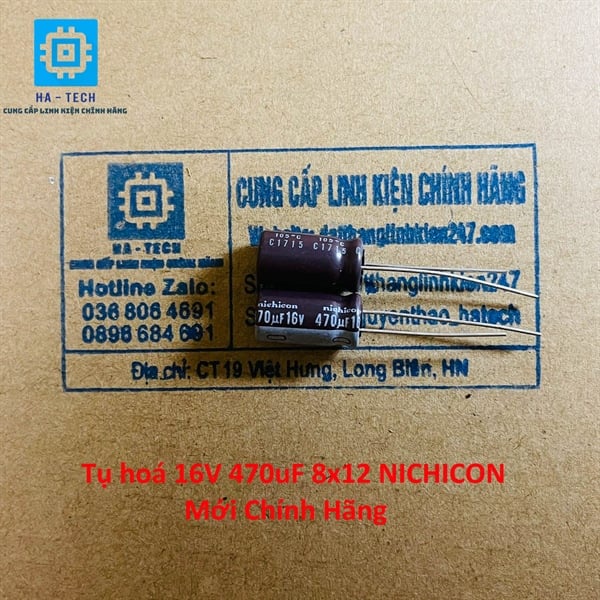 Tụ hoá 16V 470uF 8x12 nichicon mới chính hãng