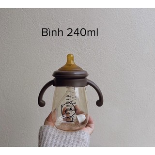 Bình sữa cổ rộng mèo Kitty cho bé  (kèm núm ti+van chống sặc+tay cầm)