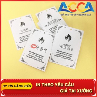 Tag giấy bán sẵn nhãn mác quần áo ACCA - Thẻ bài tag mác chữ hàn dùng cho quần áo quảng châu ,thời trang nam nữ trẻ em